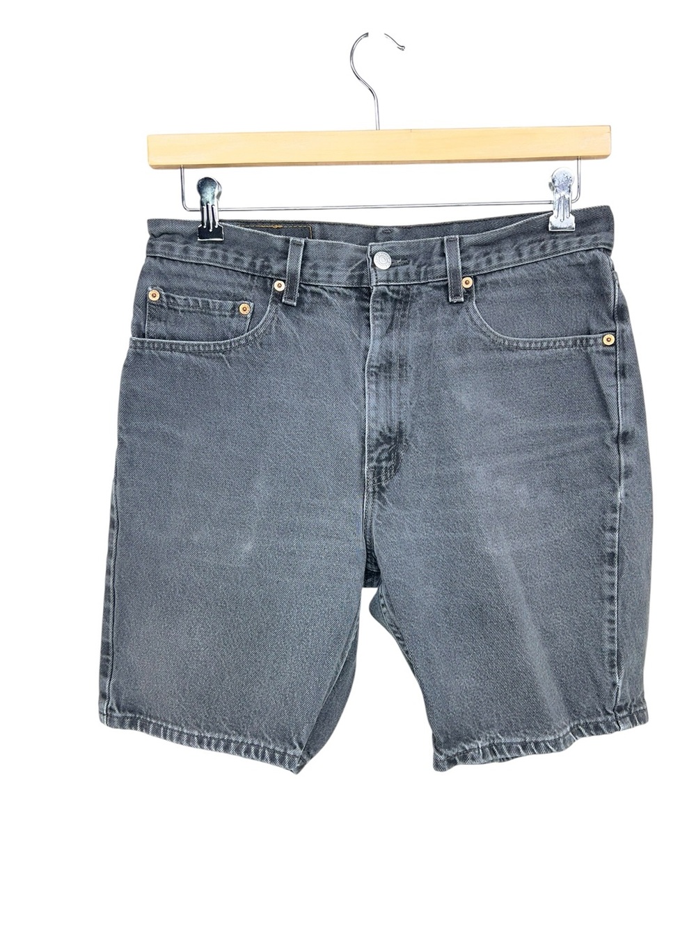 Vintage Levi's 505 Relaxed Fit Black Fade Jorts Jean Shorts Mens W34 8" Inseam